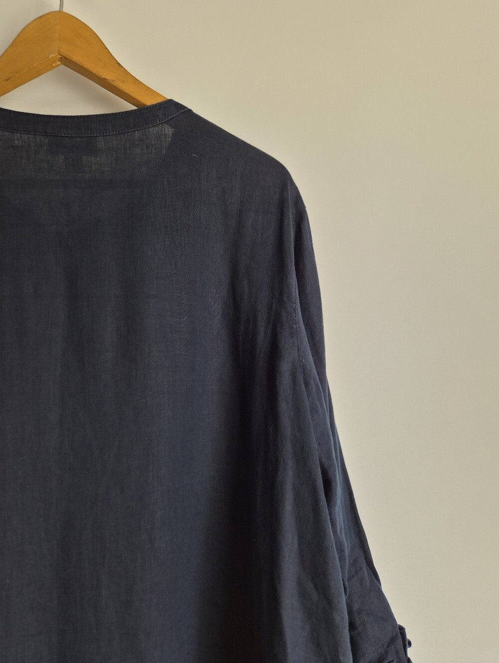 J. Jill Navy Blue Linen Side Tie Tunic Blouse Shirt Size 2X Lagenlook Minimalist - Picture 13 of 16